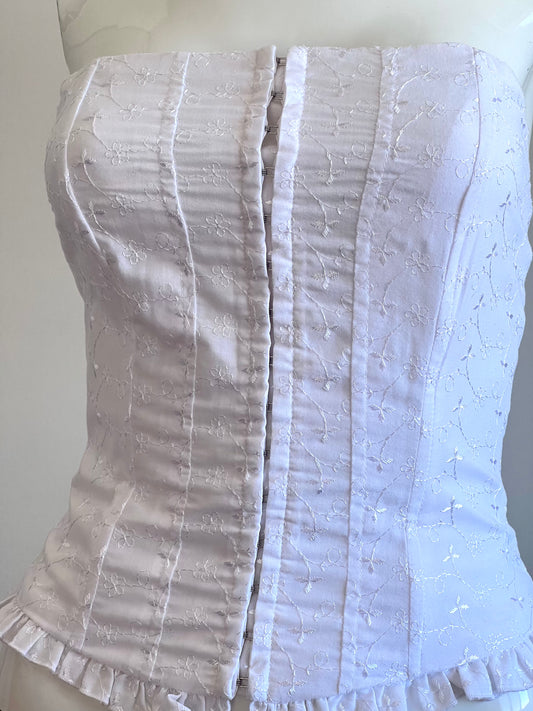 Vintage White Broderie Anglaise Corset Bodice
