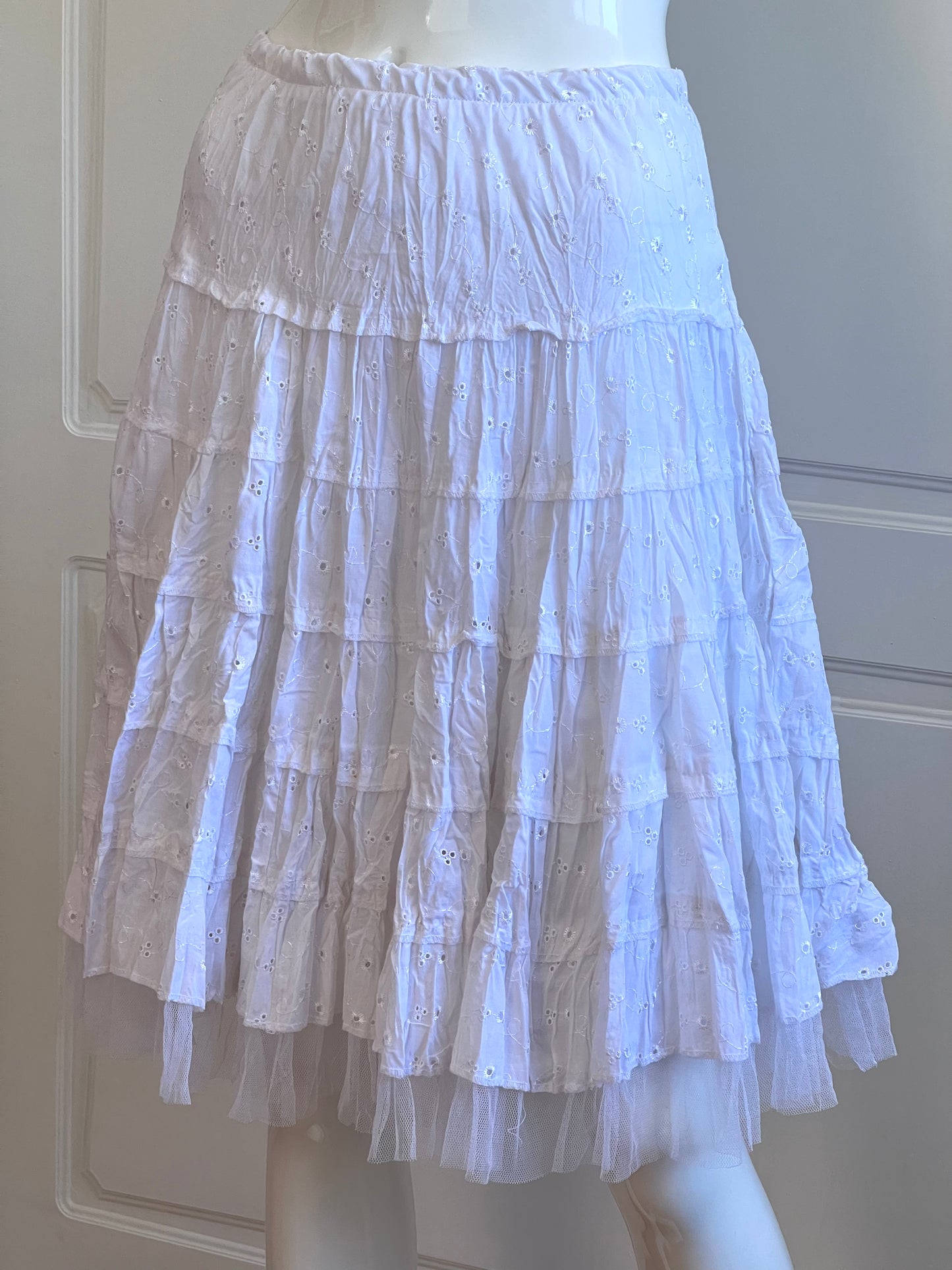 Vintage White Broderie Anglaise Mini Skirt