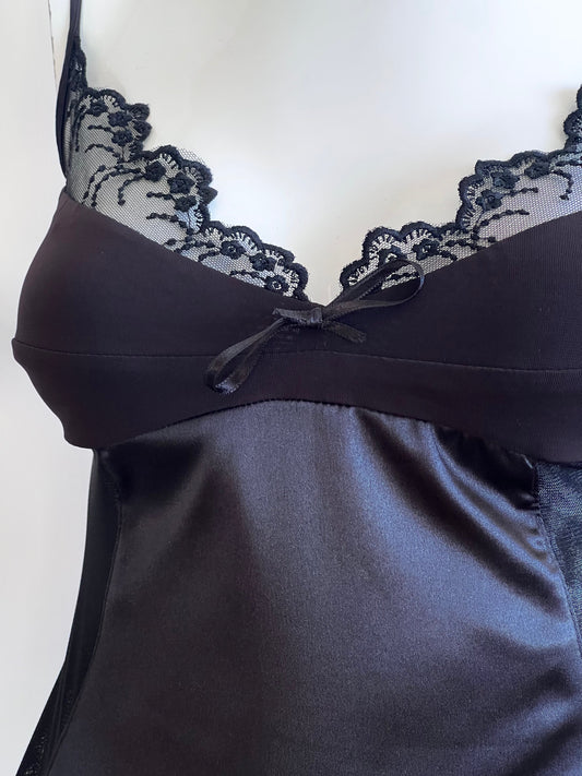 Vintage 1990's Little Black Lace Slip Dress