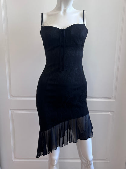Luxurious Designer Black Bustier Mini Dress