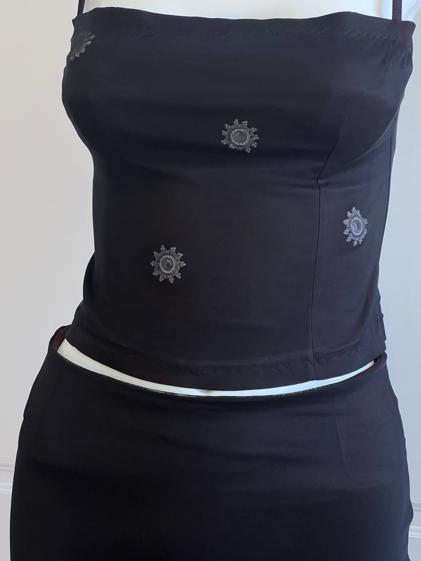 Luxurious Designer Dark Cherry Corset & Slip Skirt Ensemble
