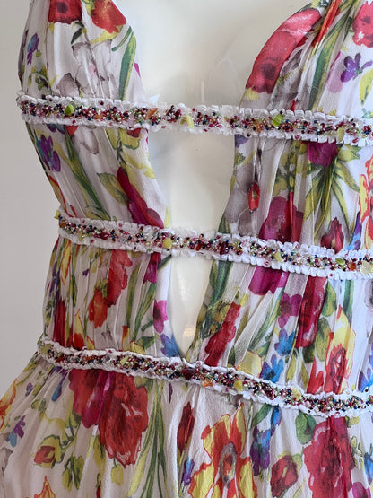 Vintage Silk Floral Mini Dress