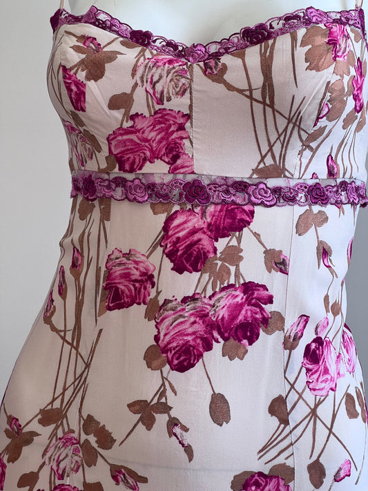 Romantic Pink Floral Midi Dress