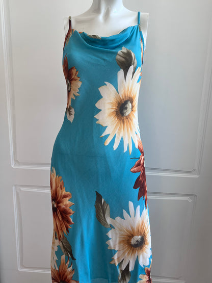 Vintage 1990's Blue Daisy Slip Dress