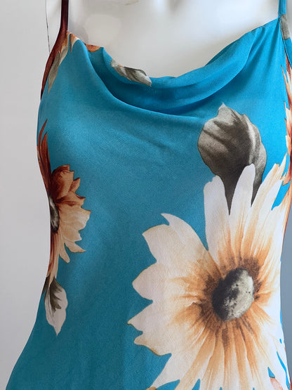 Vintage 1990's Blue Daisy Slip Dress