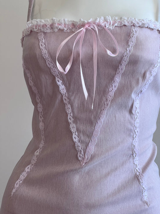 Luxurious Designer Pastel Lilac Striped Dress
