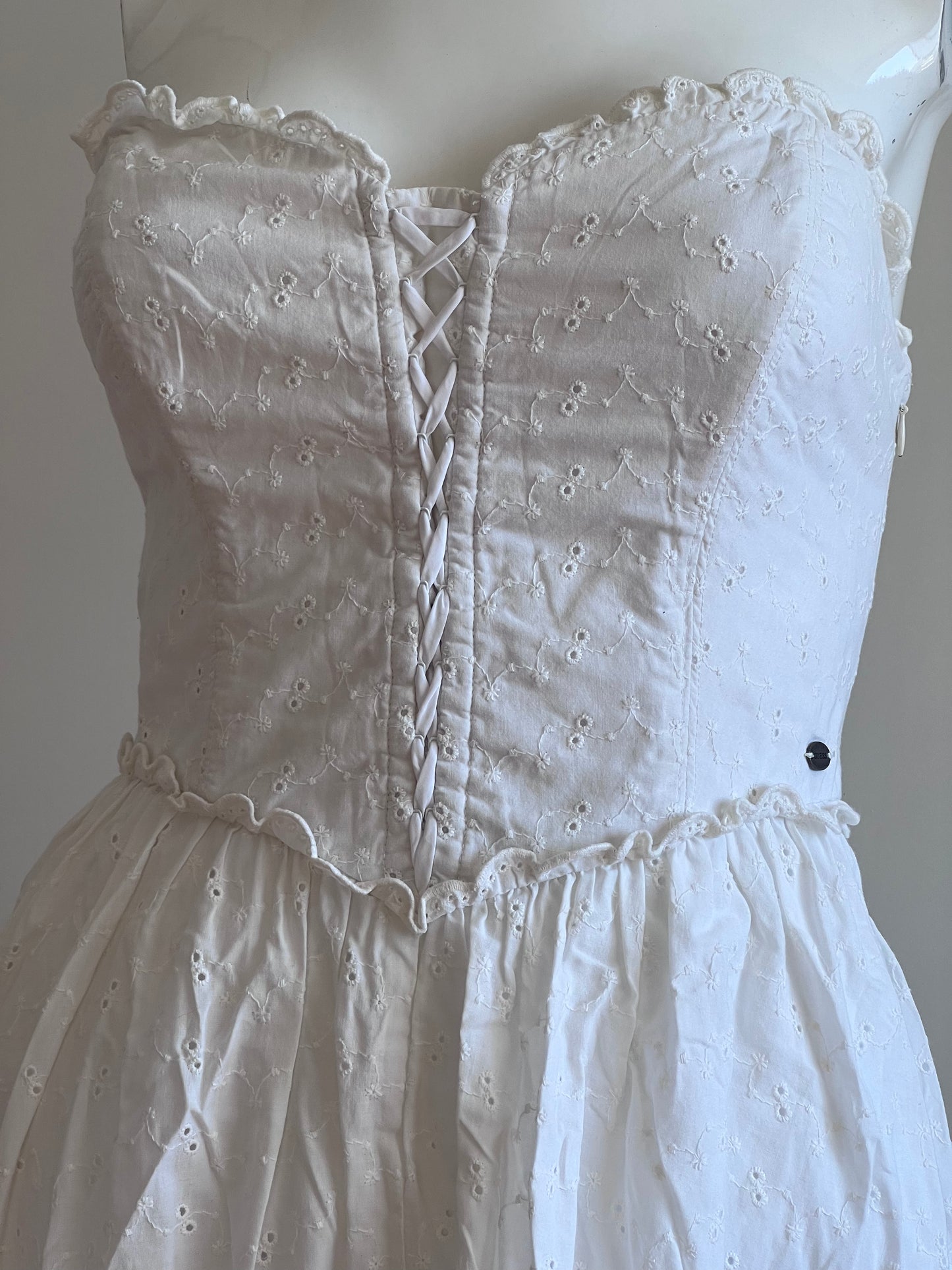 White Broderie Anglaise Corset Mini Dress