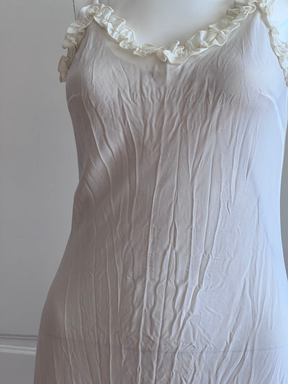 Vintage Ivory Pleated Maxi Slip Dress