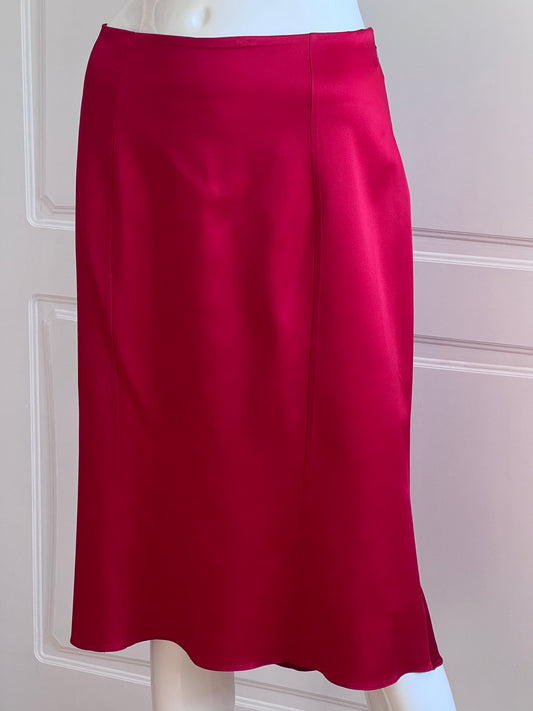Luxurious Designer Red Silk Slip Skirt