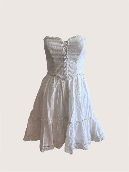 White Broderie Anglaise Corset Mini Dress