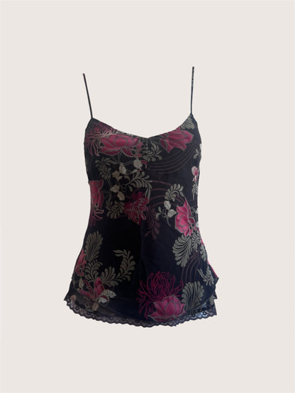 Vintage Black Floral Camisole