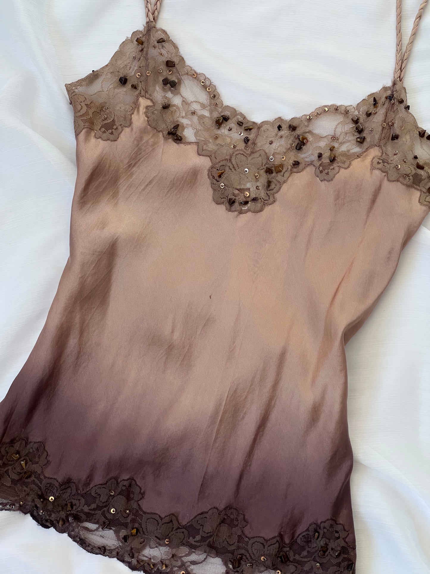 Vintage 100% Silk Brown Ombre Camisole