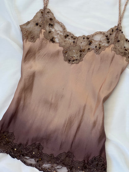 Vintage 100% Silk Brown Ombre Camisole