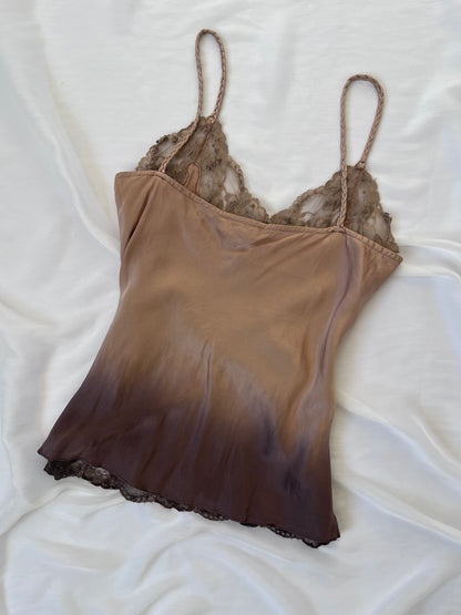 Vintage 100% Silk Brown Ombre Camisole