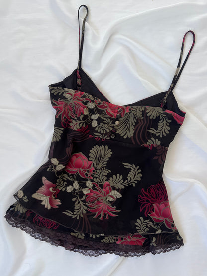 Vintage Black Floral Camisole