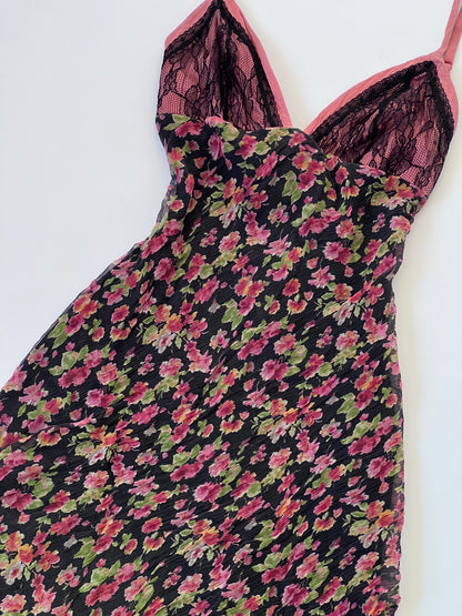 Luxurious Designer 100% Silk Floral Mini Dress