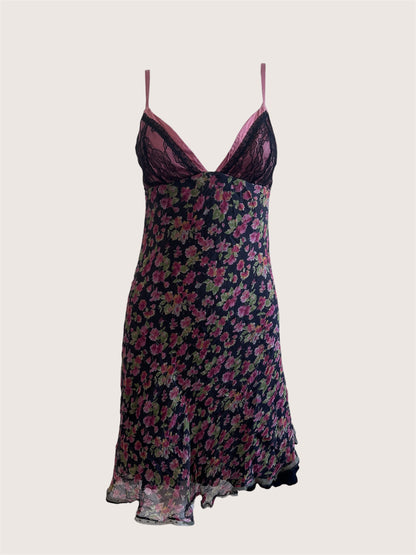 Luxurious Designer 100% Silk Floral Mini Dress