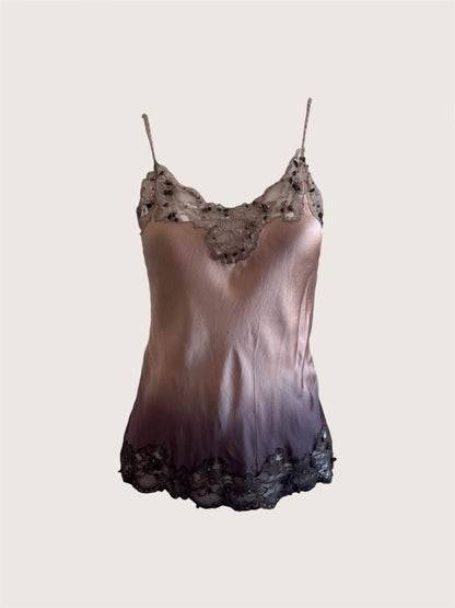 Vintage 100% Silk Brown Ombre Camisole