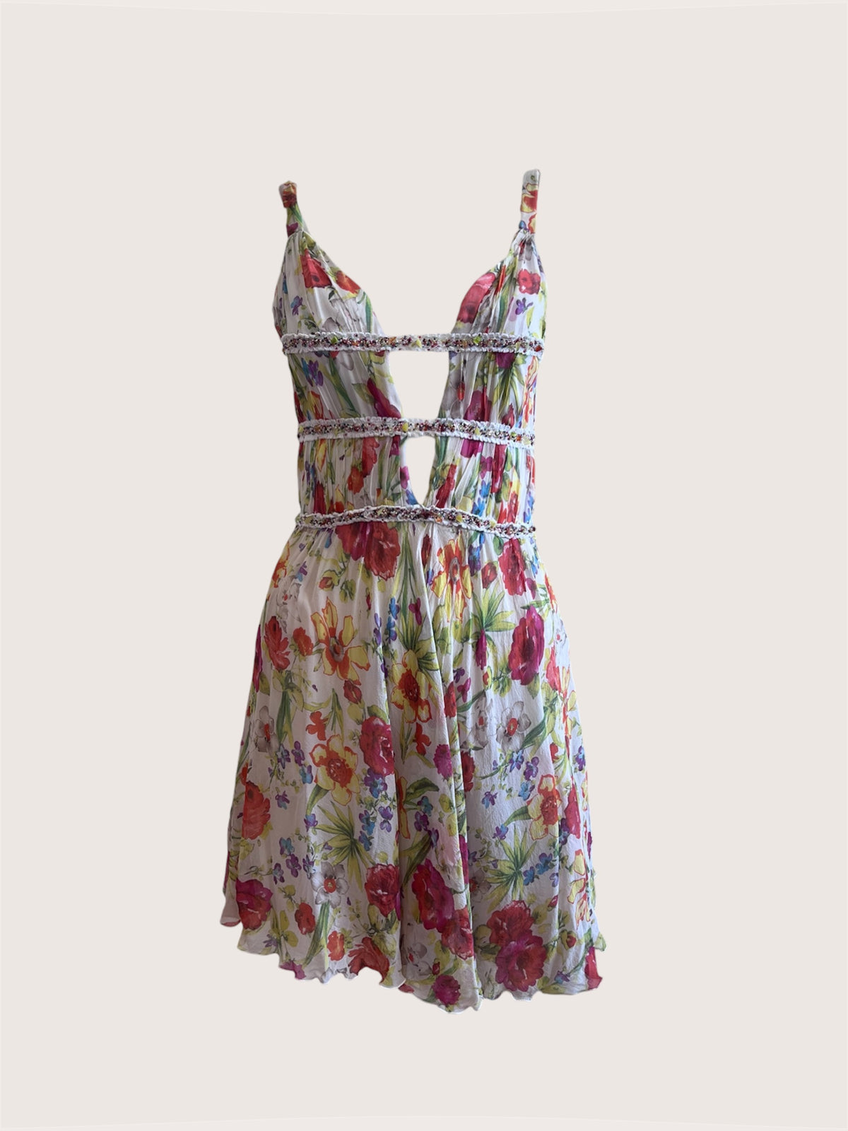 Vintage Silk Floral Mini Dress
