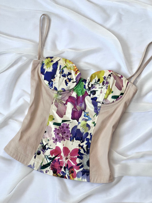 2000's Floral Watercolour Bustier