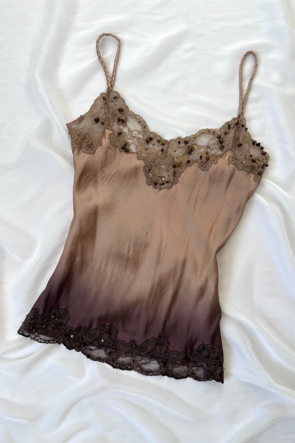 Vintage 100% Silk Brown Ombre Camisole