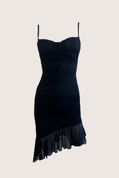 Luxurious Designer Black Bustier Mini Dress