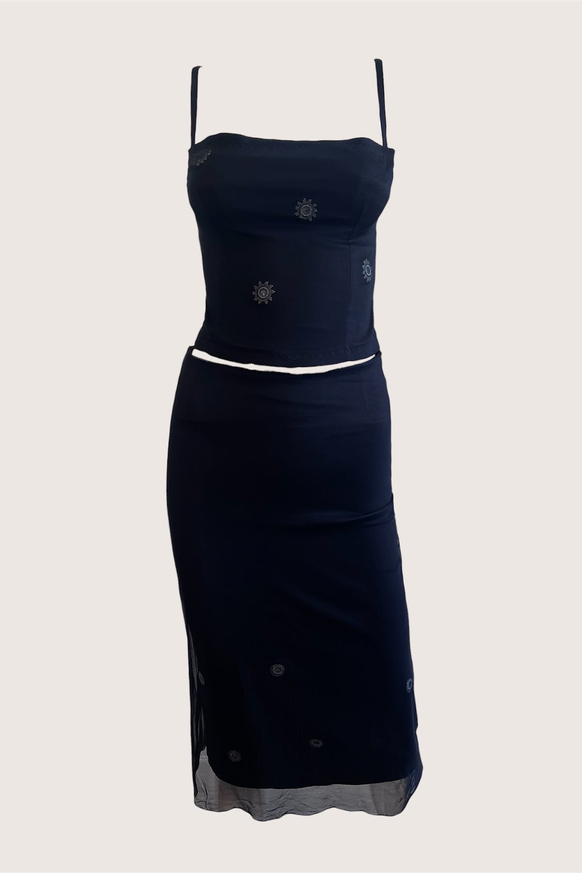 Luxurious Designer Dark Cherry Corset & Slip Skirt Ensemble