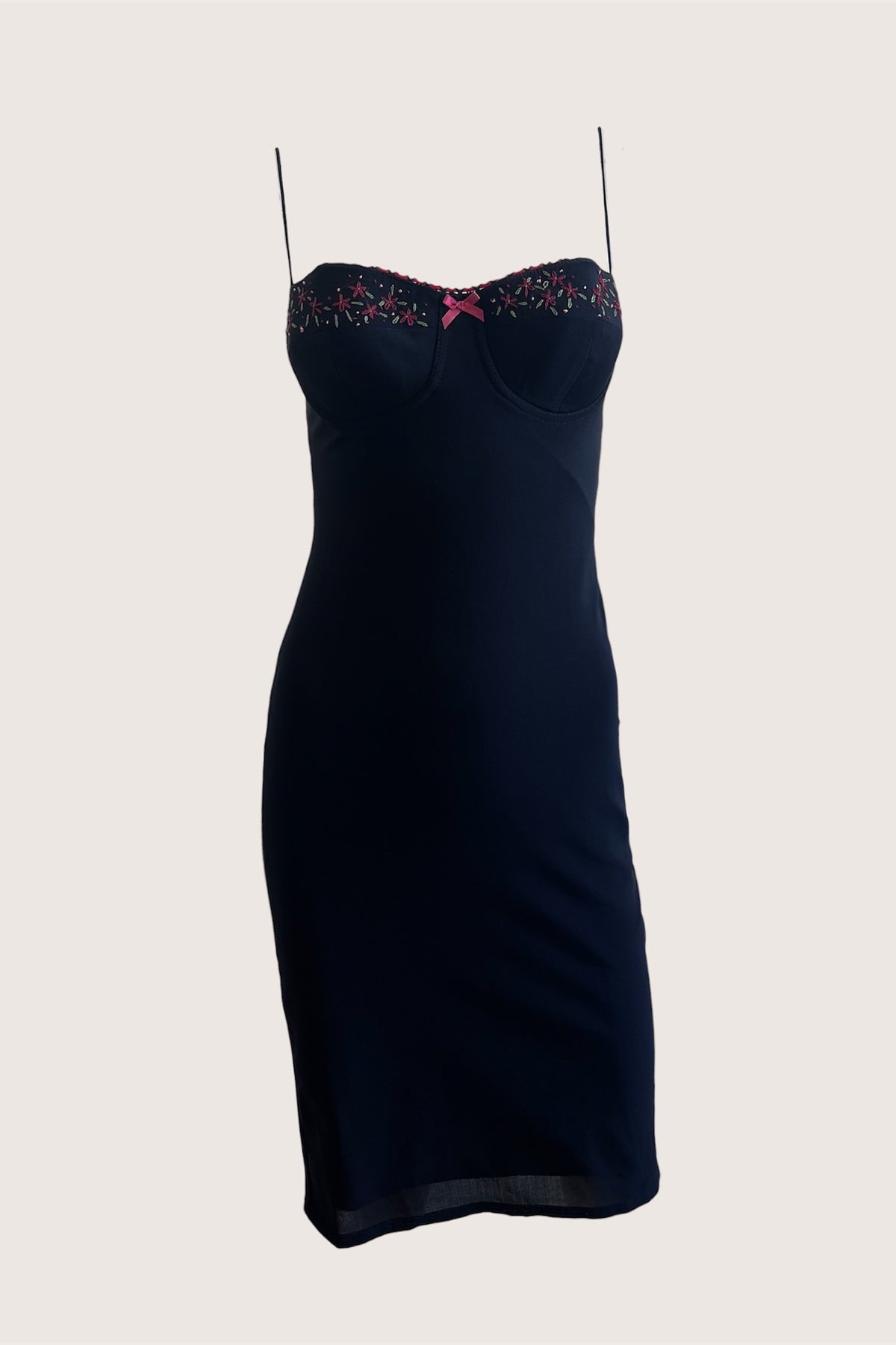1990's Little Black Bustier Dress (Red)