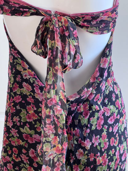 Luxurious Designer 100% Silk Floral Mini Dress