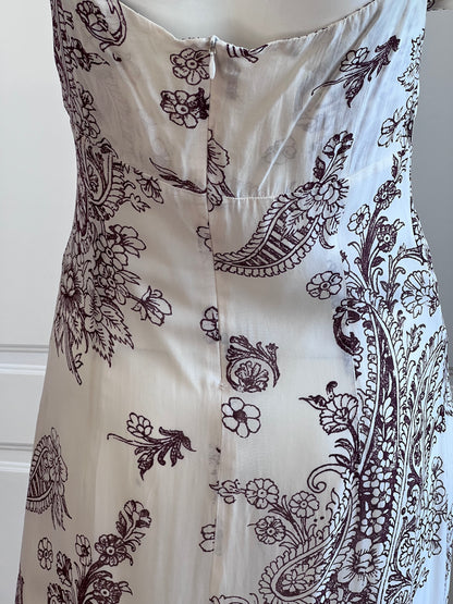 Vintage Beige Floral Midi Dress