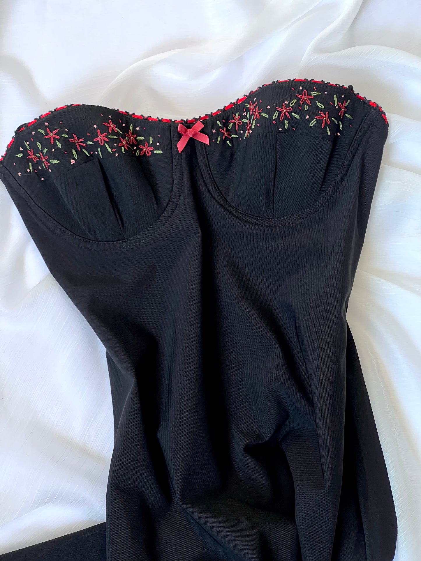 1990's Little Black Bustier Dress (Red)