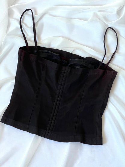 Luxurious Designer Dark Cherry Corset & Slip Skirt Ensemble