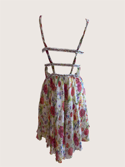 Vintage Silk Floral Mini Dress