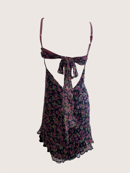 Luxurious Designer 100% Silk Floral Mini Dress