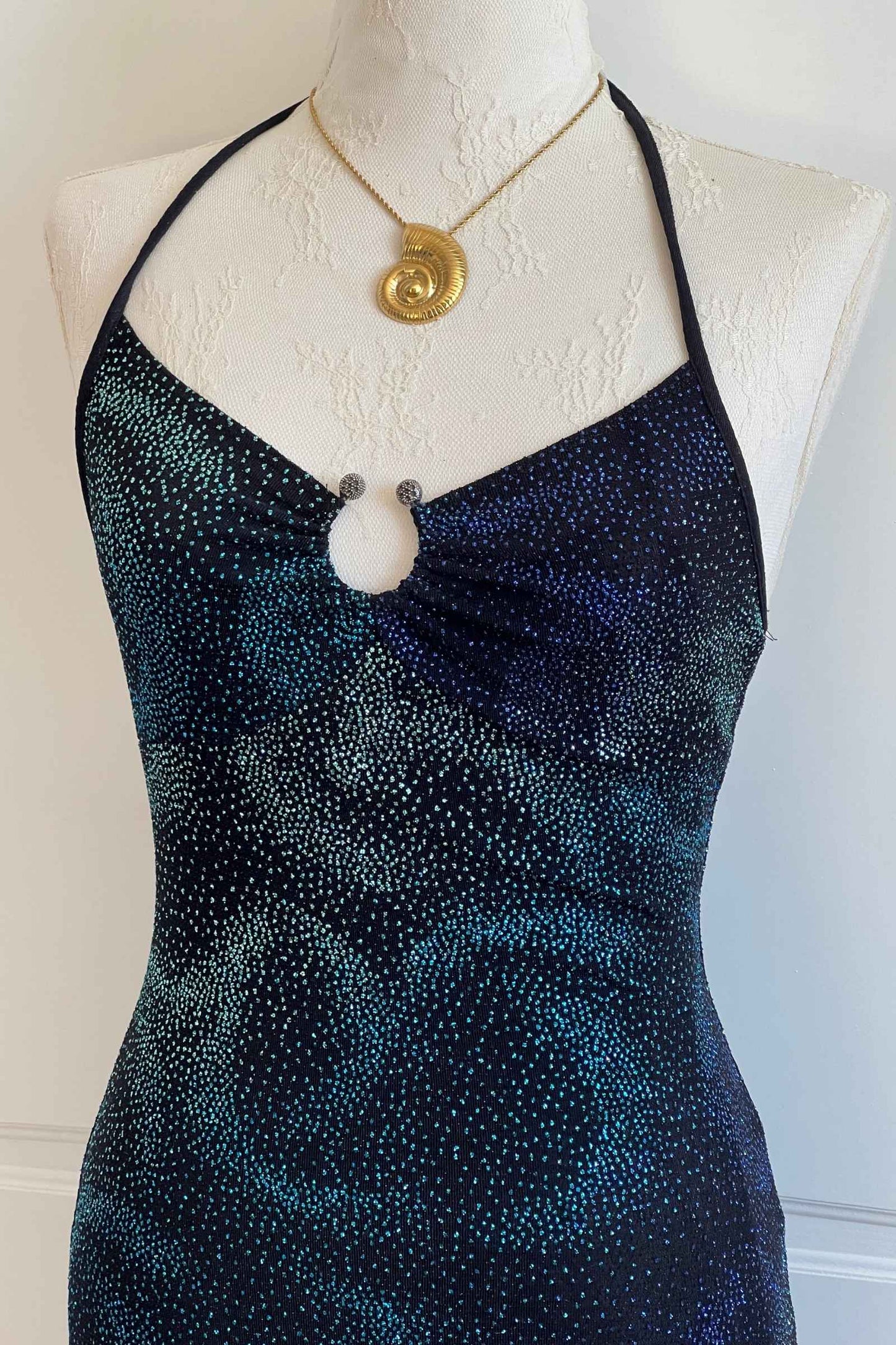 Vintage 1990's Midnight Blue Backless Dress