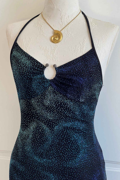 Vintage 1990's Midnight Blue Backless Dress