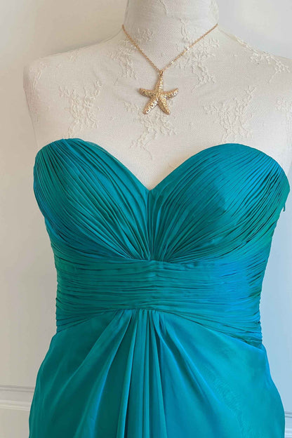 Vintage Teal Maxi Bustier Gown