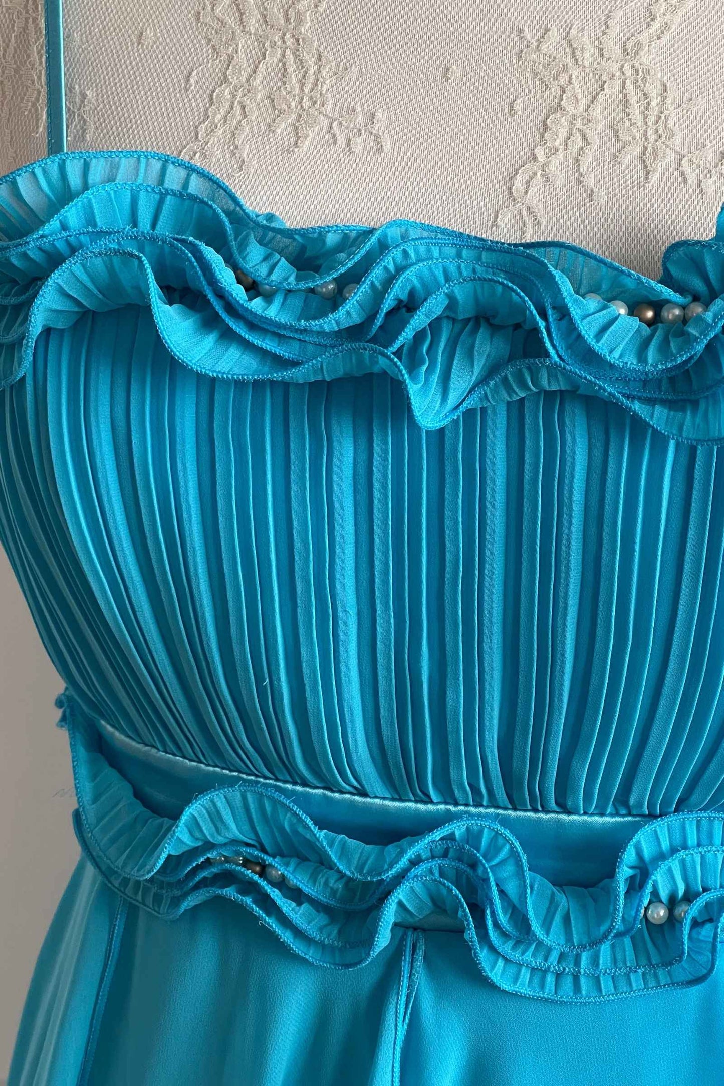 Vintage Blue Mini Ruffle Dress