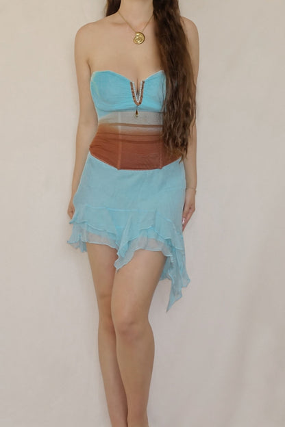 Luxurious Designer Silk Mermaid Corset & Skirt Ensemble