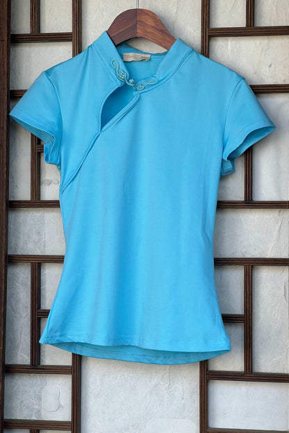 1990's Sky Blue Qipao Top