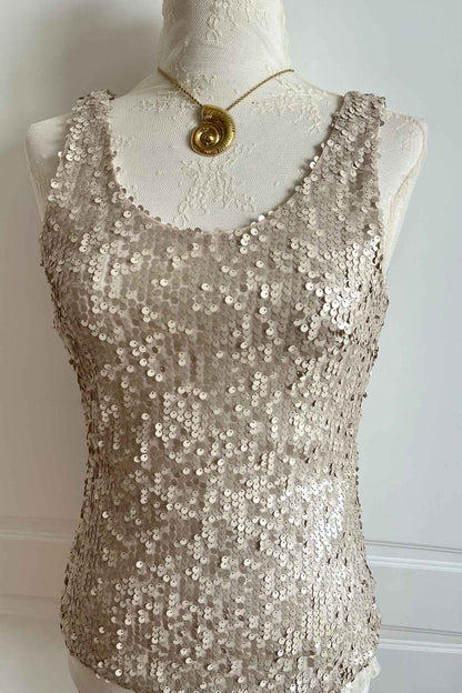 Champagne Pearl Sequin Camisole