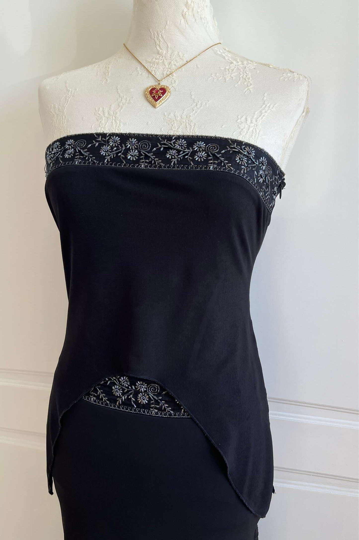 Vintage 1990's Black Top & Skirt Ensemble