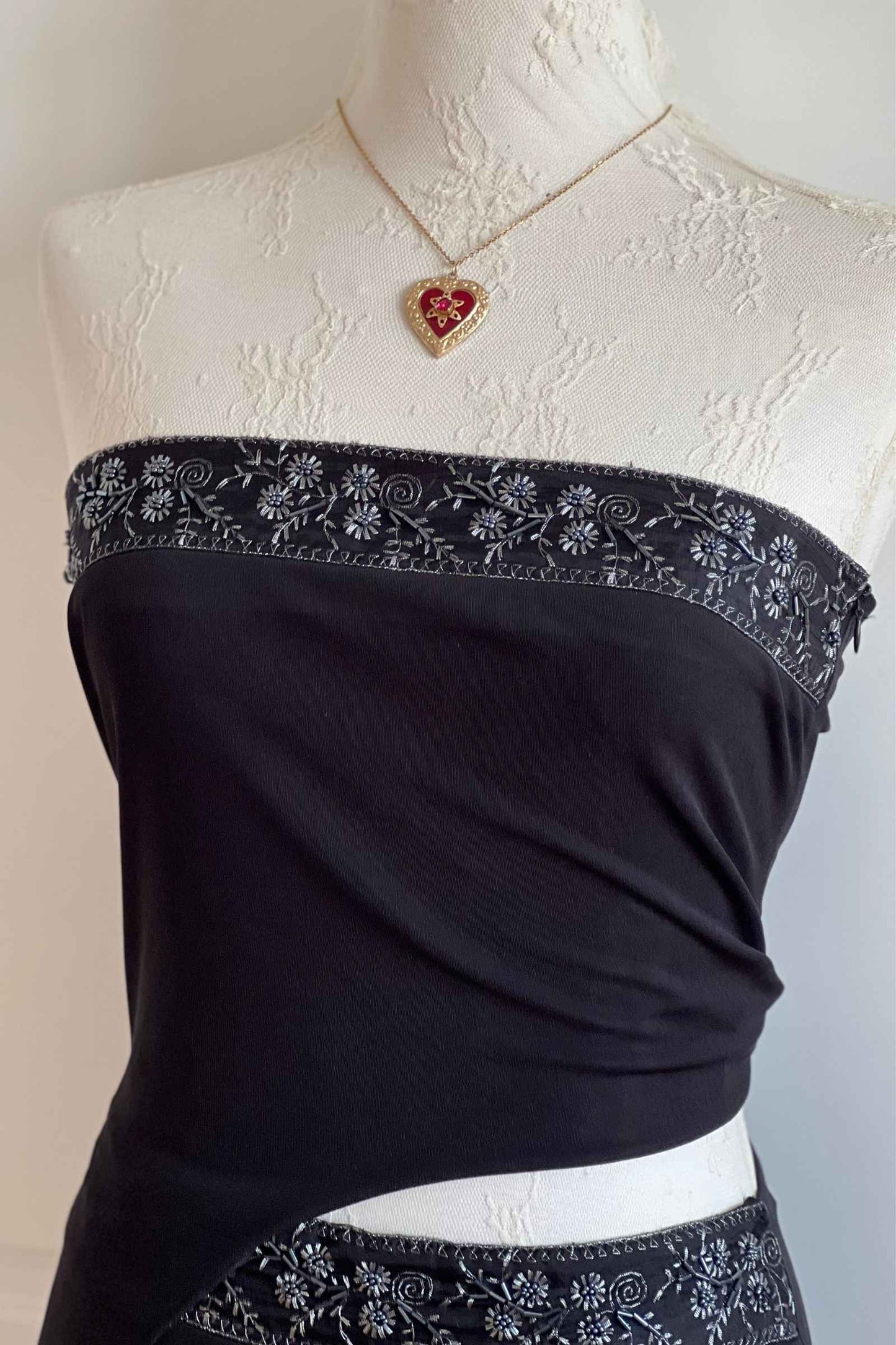 Vintage 1990's Black Top & Skirt Ensemble