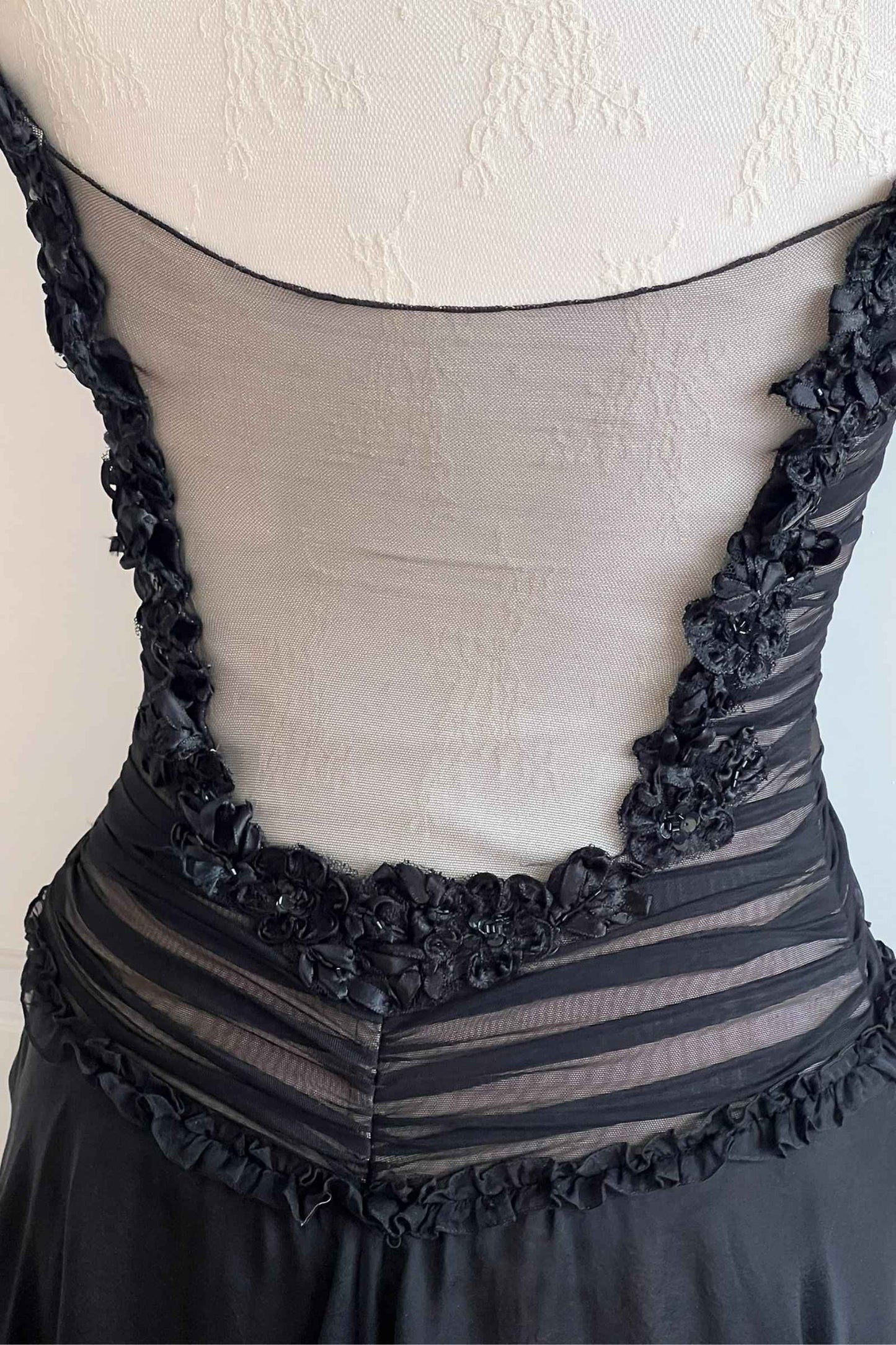 Luxurious Designer 100% Silk Black Corset Mini Dress