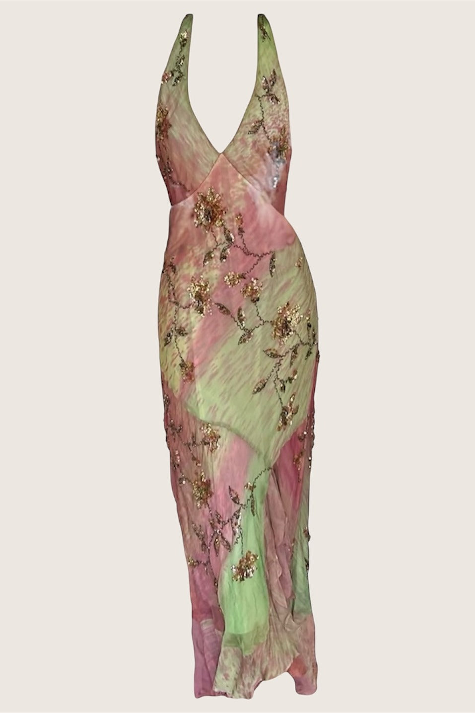 Italian 100% Silk Pink Floral Embroidered Dress