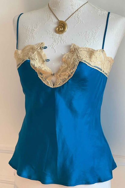 Vintage 100% Silk Blue Camisole