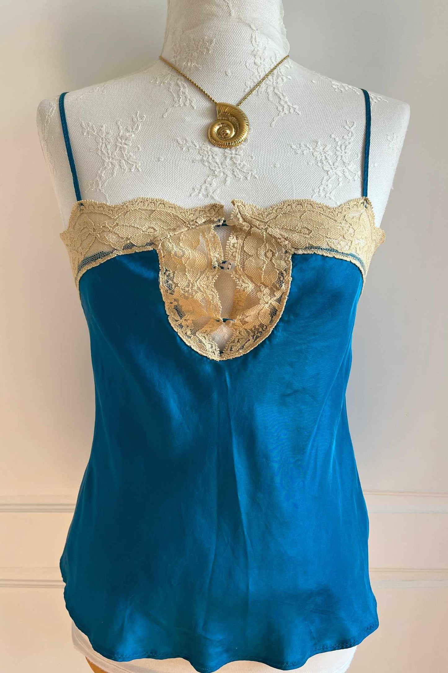 Vintage 100% Silk Blue Camisole