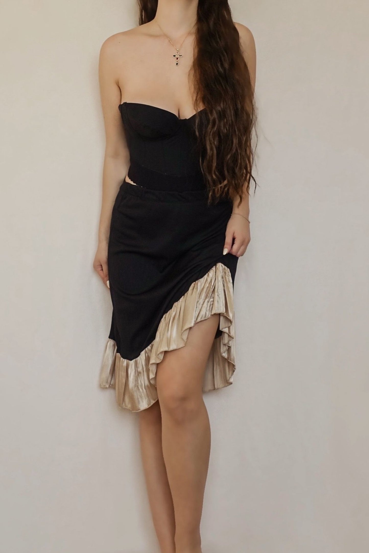 One-of-a-kind Vintage Black Slip Skirt