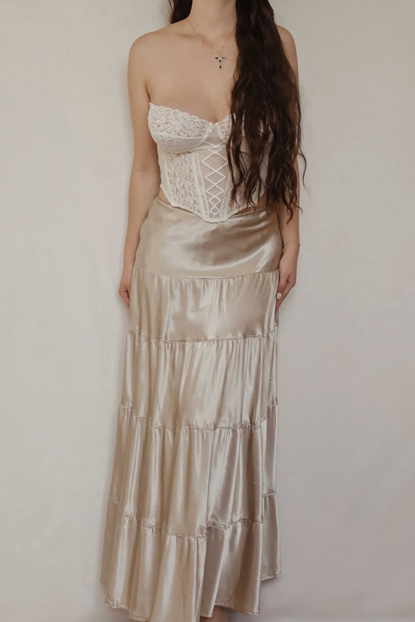 Vintage Champagne Gold Maxi Skirt