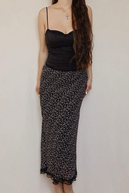 Vintage 1990's Black Polka Dot Slip Skirt